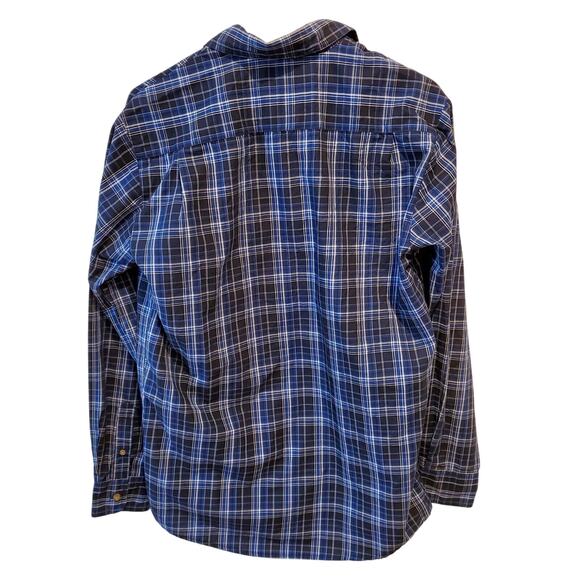 Wrangler Shirt Mens Small Wrinkle Resistant Button Plaid Blue White Top Western - Picture 2 of 9